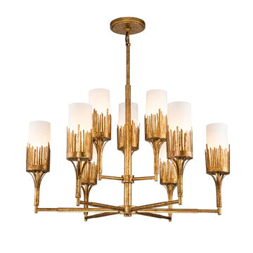 Sawgrass 9 Lt Chandelier in Gold Leaf